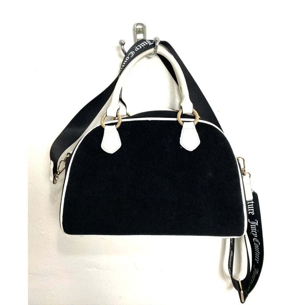 Juicy Couture Sweet N Juicy Apple Satchel Duffle Bag Terry Black Heart Charm